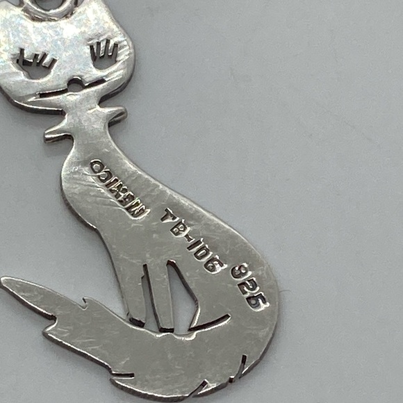 Vtg Taxco 925 Sterling Silver Kitty Cat Dangle Earrings | 1.9” L | 14g W - Picture 5 of 8